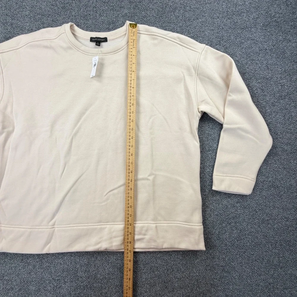 NWT Banana Republic Mens XL Cream‎ Fleece Crewneck Sweatshirt Drop Shoulder